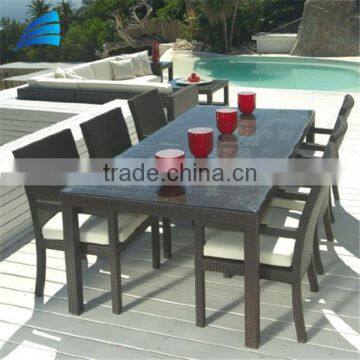 Outdoor wicker rattan stainless steel frame garden lawn dining set