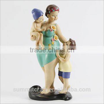 Resin Fat Lady Figurines Mother and Child Sculptures photo-6