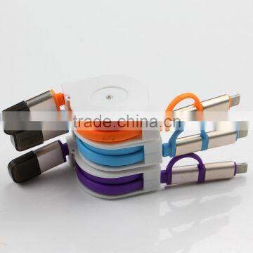 Custom 2 In1 Retractable Universa Tangle Free Charging/Sync Cable for Android&IOS Mobile Phones photo-3