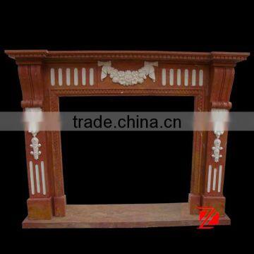 Sinplestyle yellow marble fireplace mantel