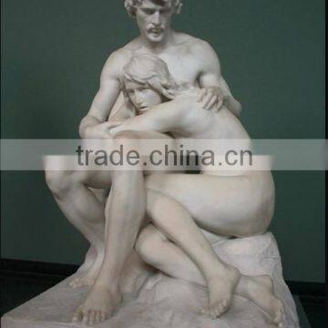 mythological figure Adam and Eve white marble statue