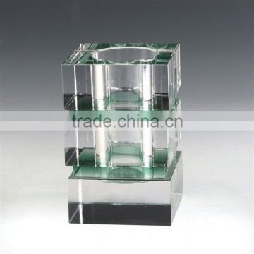 JINGYAGE Office Table Set Blue&Green Colorful Crystal Pen Holder for Business Gift