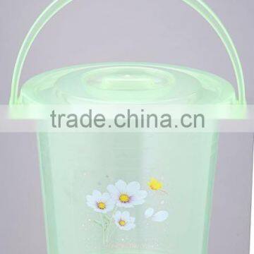 Round Semitransparent Plastic Bucket/waterpot With Carry Hand and Lid photo-3