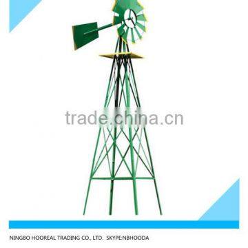 8FT Green Metal Windmill Yard Garden Decoration Weather Rust Resistant Wind Mill