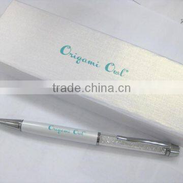 metal white crystal diamond ball pen/promotional ball pen/shining ball pen