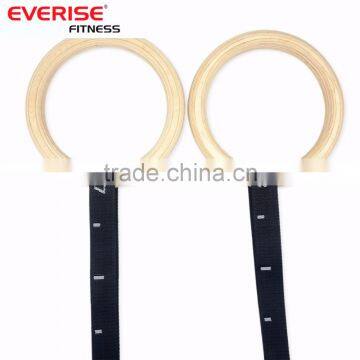 Wooden Gymnastic Rings With Gym Wrist Straps and Adjustable Strap Buckle for Crossfit photo-4