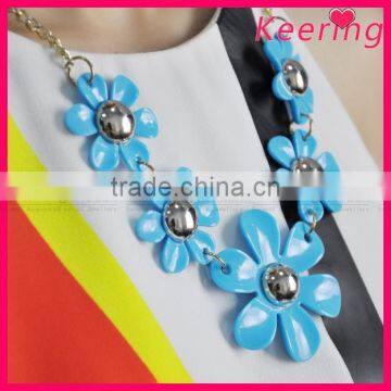 Rabi style Blue flower plastic necklace WNK-232