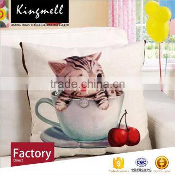 Custom Cute Cat Digital Printed Linen Cartoon Pillow photo-2