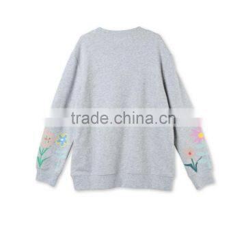 Grey Graphic Flowers Betty Sweatshirt Kid Clothing Wholesle Childern Wear HSs5141 photo-3