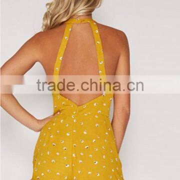 Woman Halter Backless Sleeveless Floral Print Fashion Romper photo-4