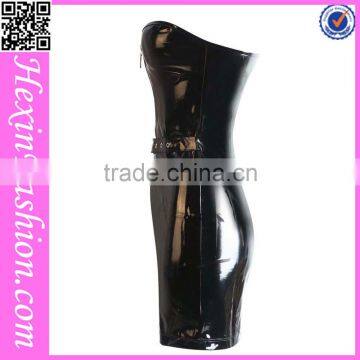 Wholesale Sexy Black Zipper PVC Dress Clothing Leather Bodycon Dress photo-4