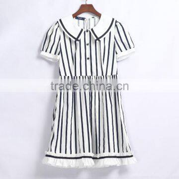 Cute Senior Strip Dress For Girls School Uniform Sample photo-2