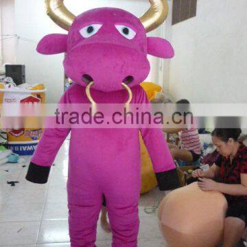 Purple Bull With Golden Ring Mascot Costumes/Fur Plush Cow Mascot