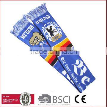New design wholesale sports acrylic jacquard knitted scarf