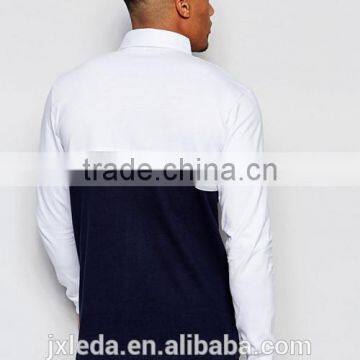 Color Block Long Sleeve 100% Cotton Rugby Polo Shirt, Men Sports Team Wear Custom photo-2