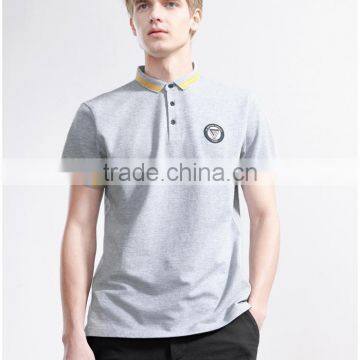 Casual gray printed spandex/cotton polo shirt