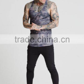Camo Printing Dri-fit Gym Tank Top Slim Fit Stringer Vest for Men Wholesale China photo-3