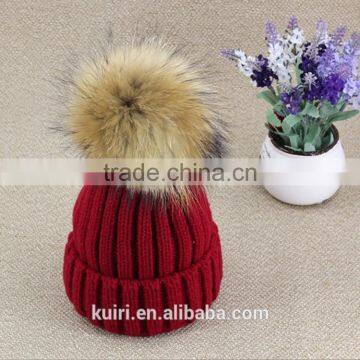 Women Beanies With Fox Fur Pompom Genuine Fur Ball Ski Cap Bobble Hat 15cm Fluffy photo-6