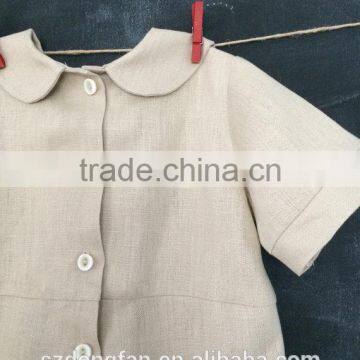Boys Linen Romper Infant Baby Linen Jon Jon Shortall Toddler Baptism Outfit photo-4