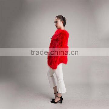 Myfur Lady Genuine Red Raccoon Fur Knit Jacket Coat for Women photo-3