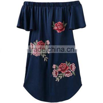 Summer Women Beach Dresses Off Shoulder Flower Print Ladies photo-2
