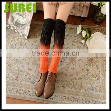 Japanese Winter Thick Soft Vertical Stripes Twist High Leg Warmers,colour Gradient Knitting Warm Heaps Sox Boots photo-4