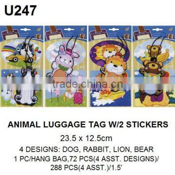 Travel necessary cute animal travel luggage tag W/ 2 Stickers