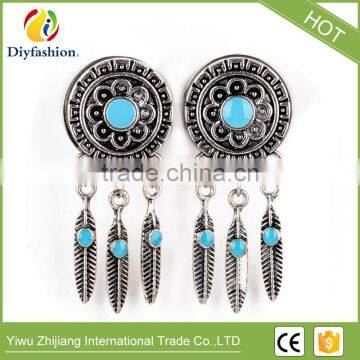 Bohemia Retro Feathers Long Tassel Stainless Steel Ear Plug photo-4
