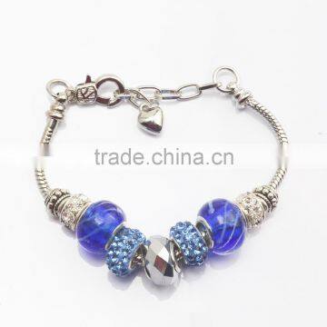 New Fashions Luxury Deep Blue Oval Stone Inspirational Sterling Silver Bracelets