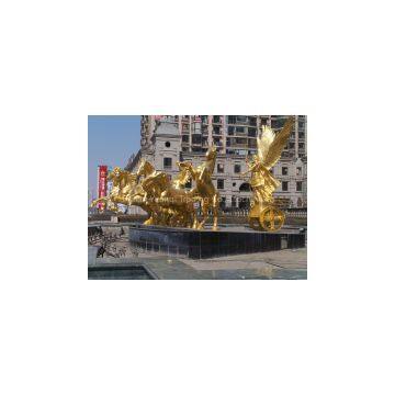 Bronze Horse Sculpture - Gold Apollo Chariot and Horse Bronze Sculpture Statues