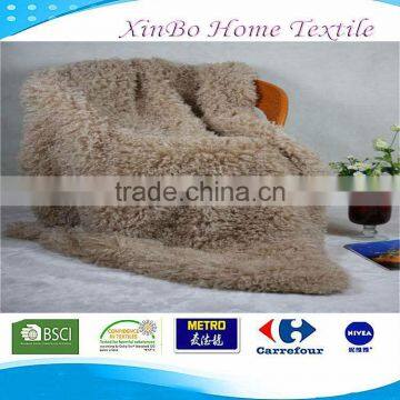 Polar fleece airline blanket with frizzle fleece