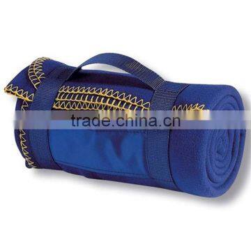 promotion portable throw blanket with contract color stitch