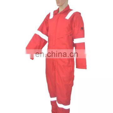 China Supplier Men's Zip Front 100 Cotton Fire Retardant Fireproof Winter Coverall With Reflective Tapes