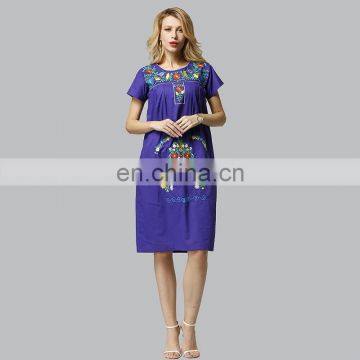 Spring Mexican Embroidered Cotton Loose Fit Women Dress