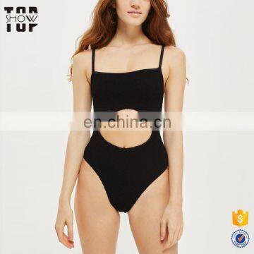 China suppliers cut out front latex high waist bikini swimsuit beachwear