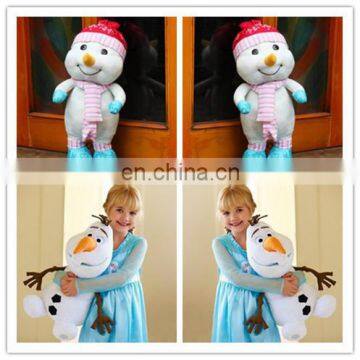 HI CE wonderful snowman plush toy for kids,snowman with cute hat and craft for christmas festival