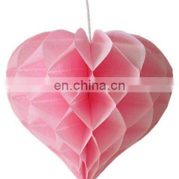 Set of 3 Pink Tissue Paper Heart Honeycomb Ball Paper Garland Paper Pom Pom