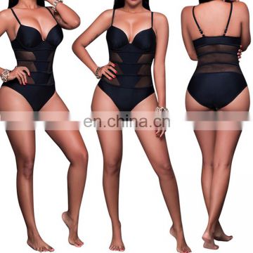 Fashion Transparent Black Sexy Women Thong One Piece Swimsuit