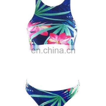Sexy Padded Two Piece Tankini Printed Bikini Set Swimsuit Hot Sex Girl Photo