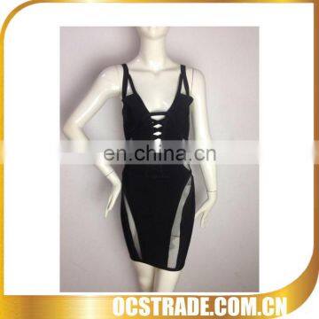 2014 Hot Sale Wholesale latest V-neck hollow out bodycon cocktail dress