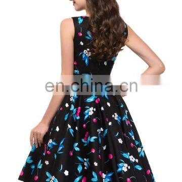 Grace Karin Many Colors Sleeveless Cotton Cheap Short 50s Retro Print Dress CL6086-17# photo-2