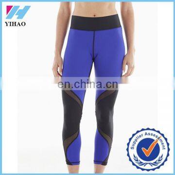 Yihao Women contrast color mesh patchwork compression tights fitness sports legging