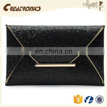 CR passed european test hot sale fashion style women handbag envelope shaped black best leather wallet