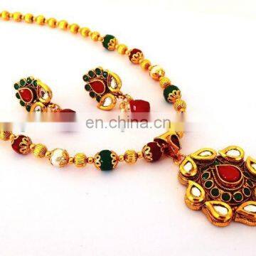 Kundan Pendant set-Indian bollywood Fashion Jewelry-wholesale Imitation Jewelry-party wear Jewellery