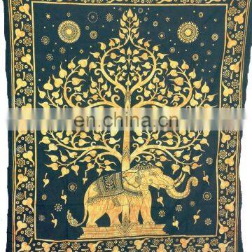 Hippie Hippy Elephant Printed Wall Hanging , Indian Tie dye Tree Tapestry Throw Bedspread , Dorm Tapestry , Decorative