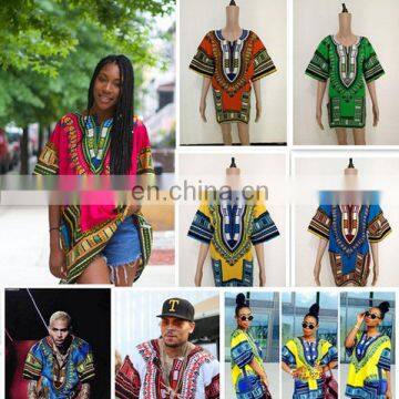 African Shirt Dashiki Print Men Women Succunct Hippie Top Blouse Tribal Free Size Mexican Hippie Blouse Caftan Hippie Boho Dress