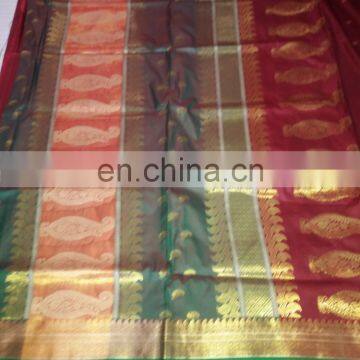 Wedding Dress Women's Dress Indian Saree Zari Work Pallu Silk Sari photo-3