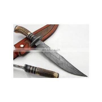 wholesale Damascus knifes - Damascus blade Folding knife/Handle of Bone and Buffalo horn pieces