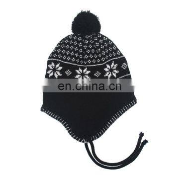 Wholesale knit slouchy earflaps ponytail winter hats women CC beanie