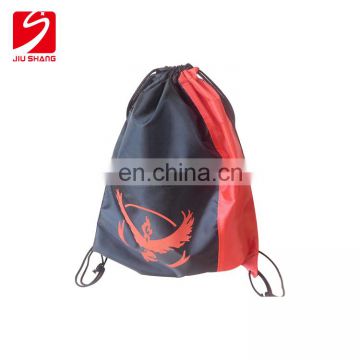 Custom durable polyester drawstring bag with front pocket zipper